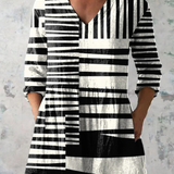 Alina — Black and White Striped Colour-Block