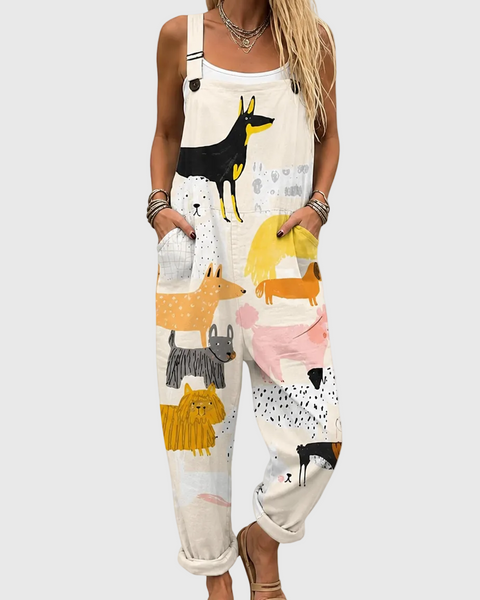 Seren — Farm Animal Print Overalls