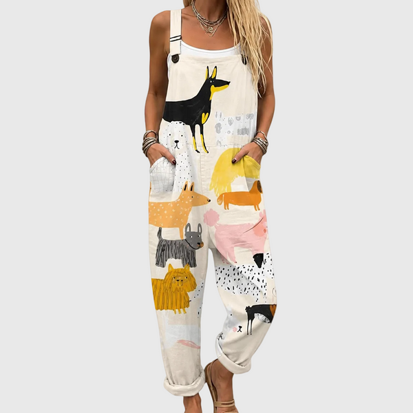 Seren — Farm Animal Print Overalls