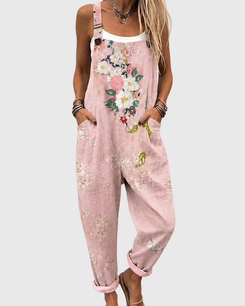 Willa — Pink Floral Bib Overalls