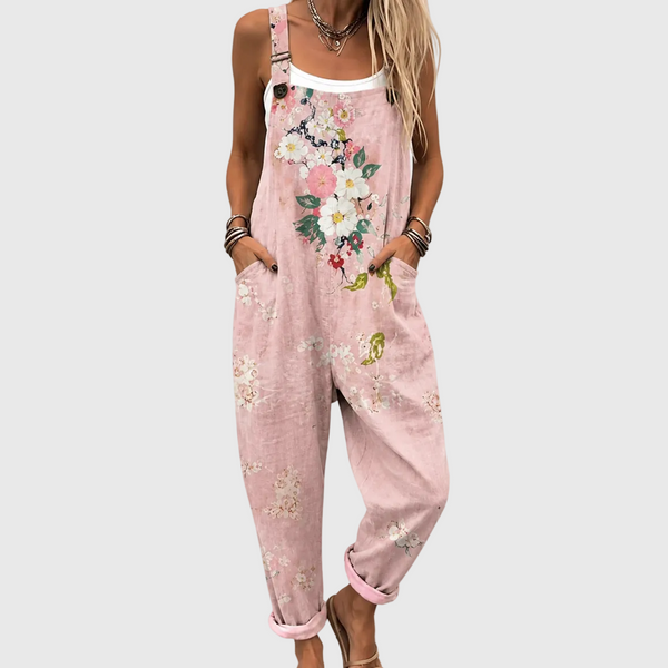 Willa — Pink Floral Bib Overalls