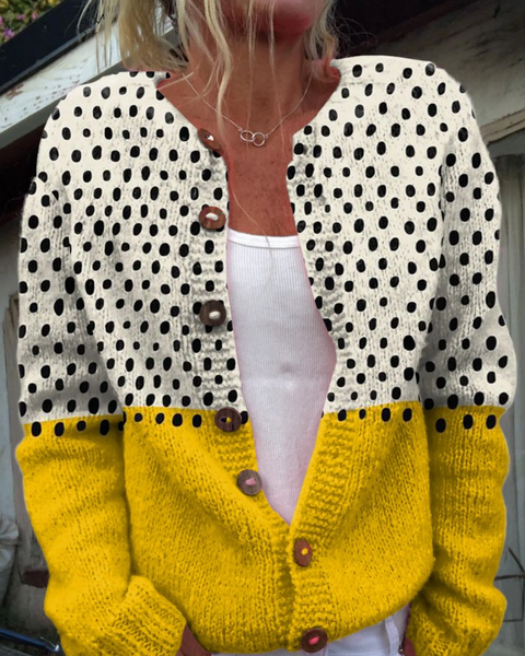 Maude — Colour-Block Button Cardigan