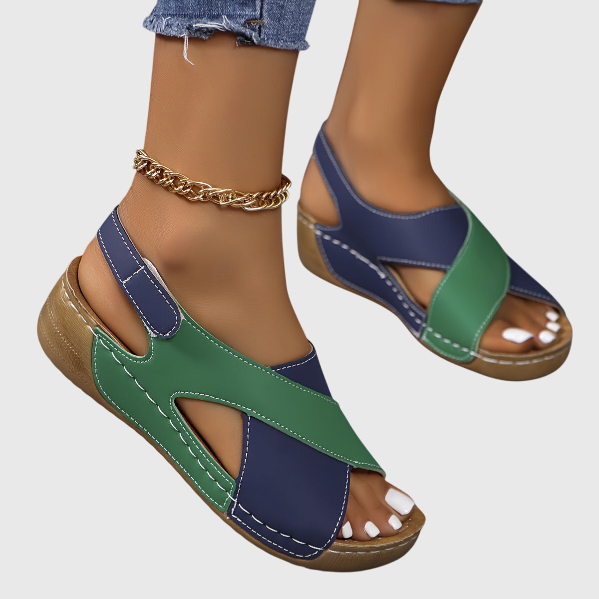Patience — Orthopaedic Cross-Strap Wedge Sandals with Adjustable Back Strap