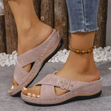 Dulce — Cross-Strap Wedge Comfort Sandals