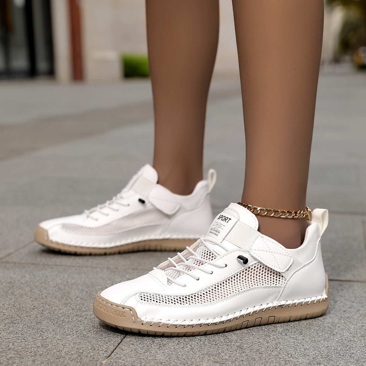 Eilis — Velcro-Strap Mesh Comfort Sneakers