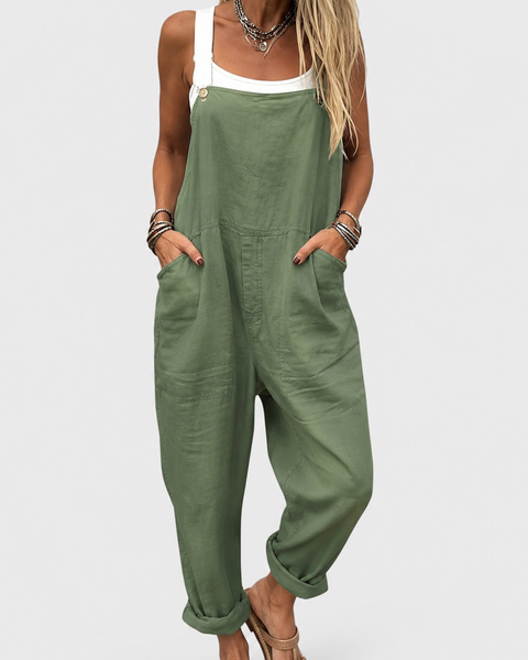 Hattie — Sage Green Relaxed Overalls