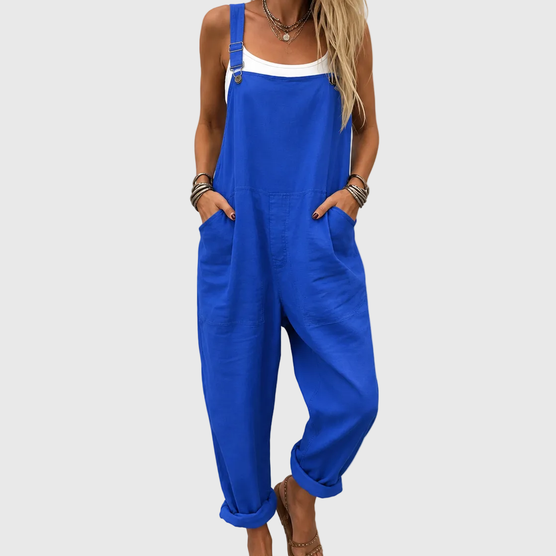 Ottilie — Cobalt Blue Relaxed Overalls