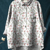 Glenda — White Ditsy Sprig Print Button-Up Blouse