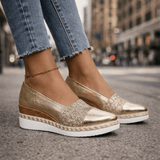 Candela — Glitter-Accent Wedge Shoes