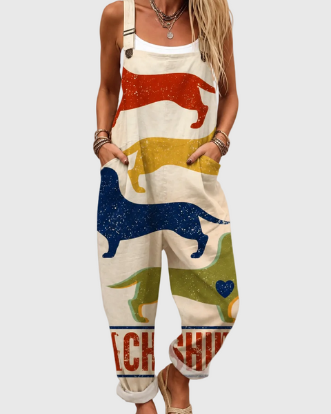Dilys — Dachshund Print Overalls