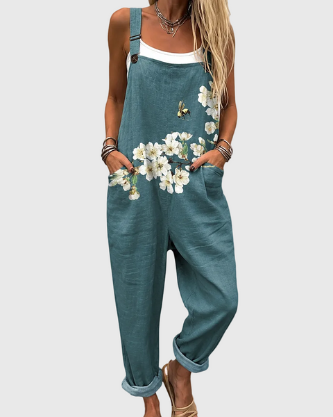 Marnie — Teal Daisy Bib Overalls