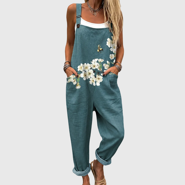 Marnie — Teal Daisy Bib Overalls