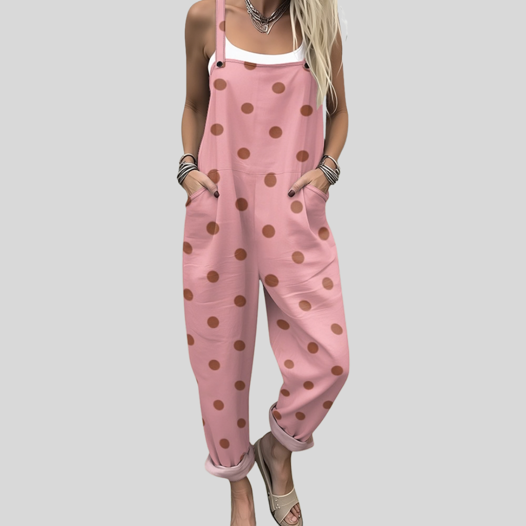 Kristen — Pink Polka Dot Overalls
