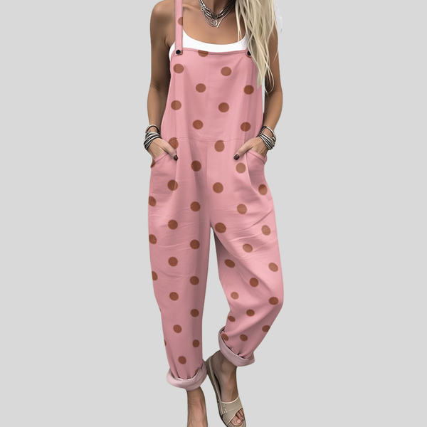 Kristen — Pink Polka Dot Overalls