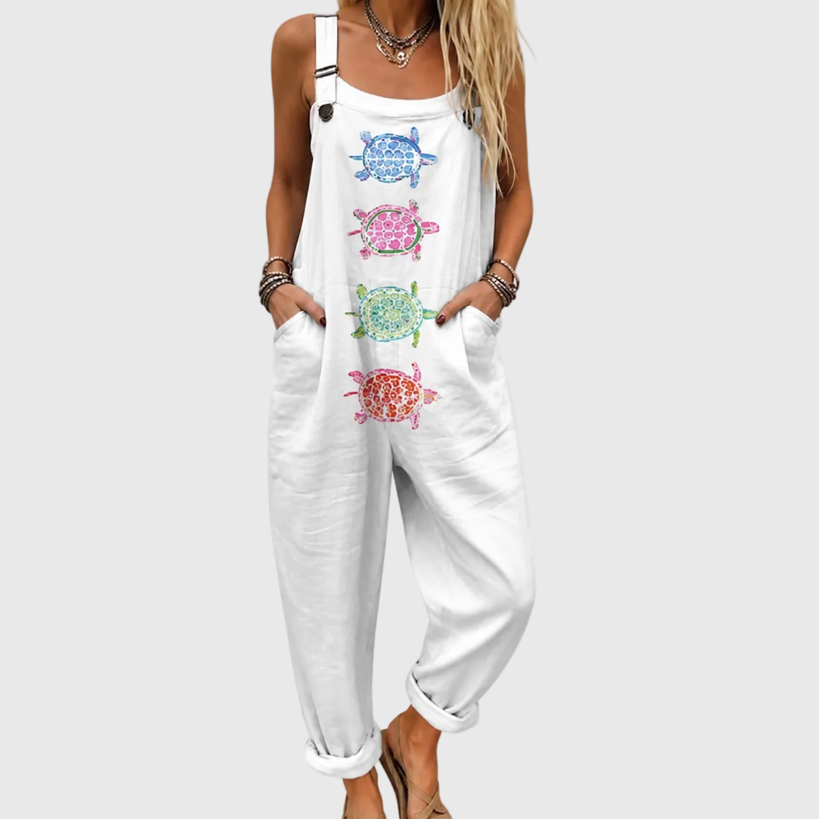 Thea — Marine Turtle Print Overalls