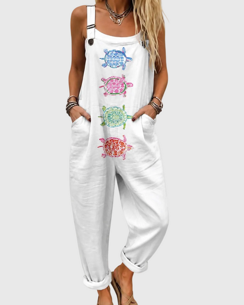 Thea — Marine Turtle Print Overalls