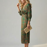 Cordelia — Twist-Front Wrap Midi Dress