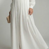 Alarice — Button-Front Pleated Shirt Maxi Dress