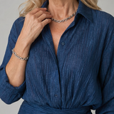 Meinwen — Navy Wrap-Front Long-Sleeve Maxi Dress with Gathered Waist