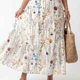 Halldis — Ivory Wildflower-Print Tiered Maxi Dress with Tassel Ties