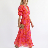 Francine — Floral Puff-Sleeve Midi Dress