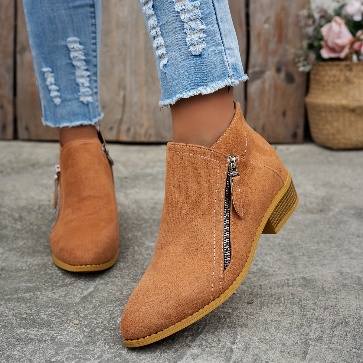Clarabel — Zip-Side Ankle Boots