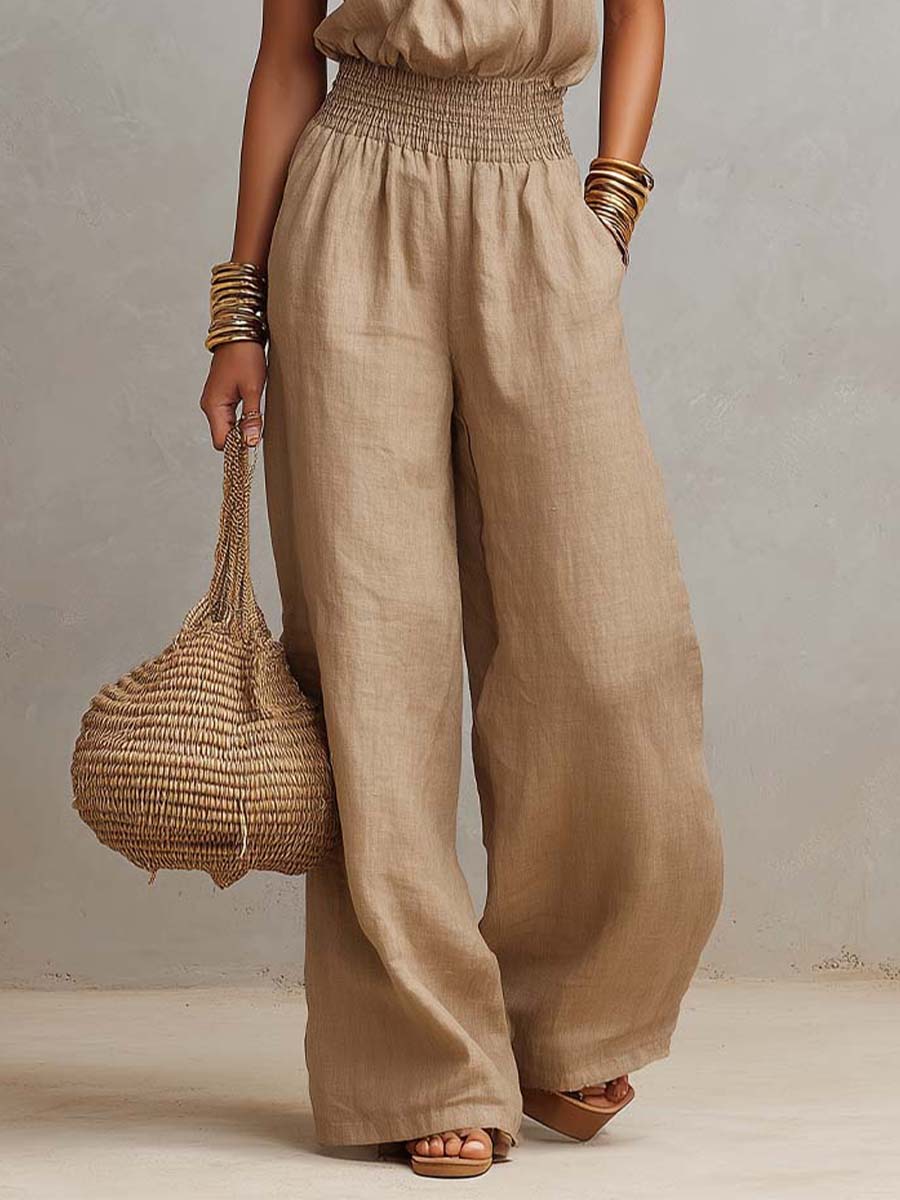 Dietlinde — Halter-Neck Wide-Leg Jumpsuit with Shirred Waist