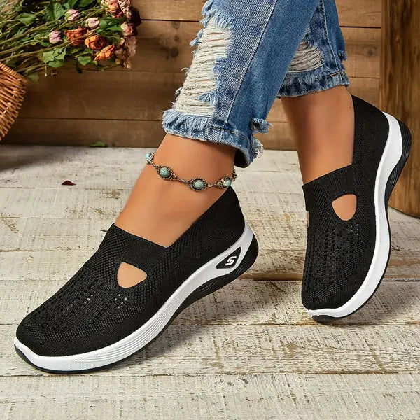 Alanis — Perforated Slip-On Knit Shoes
