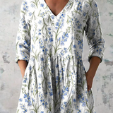 Lowri — White and Blue Floral Sprig
