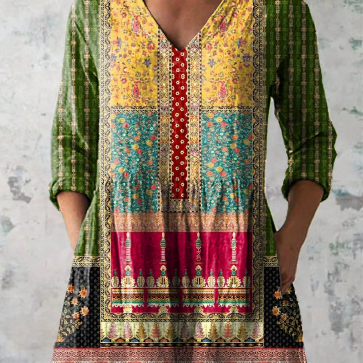 Hannelore — Green and Pink Patchwork Border