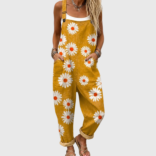 Rory — Mustard Daisy Print Overalls