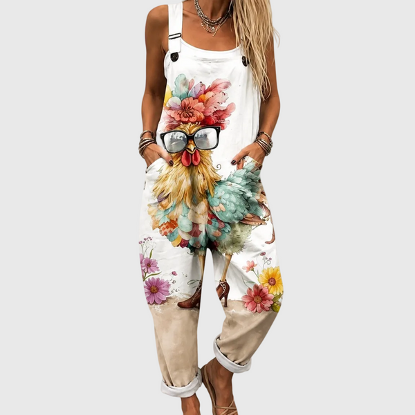 Cora — Floral Chicken Overalls