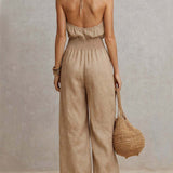 Dietlinde — Halter-Neck Wide-Leg Jumpsuit with Shirred Waist