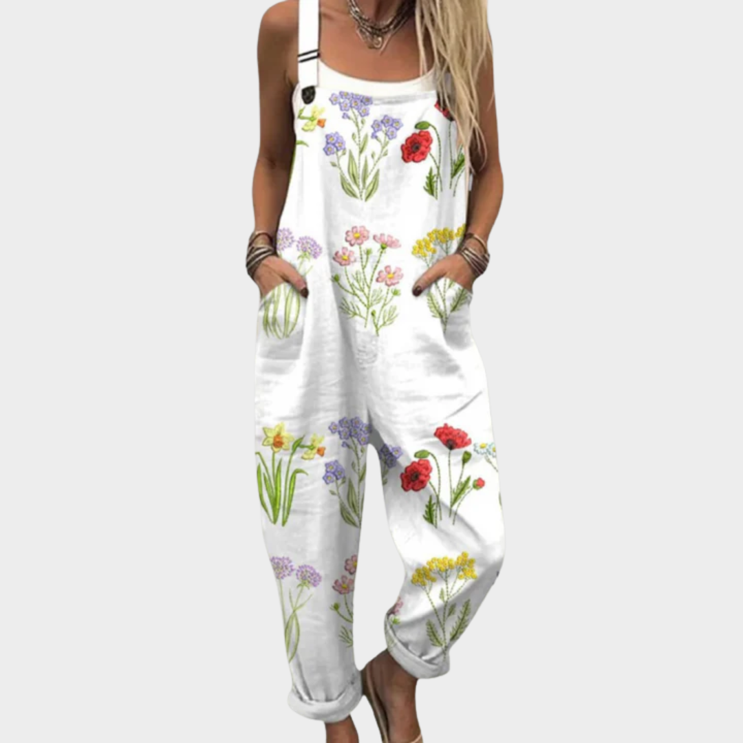 Karolina — White Wildflower Meadow Overalls