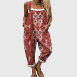 Effie — Red Boho Print Overalls