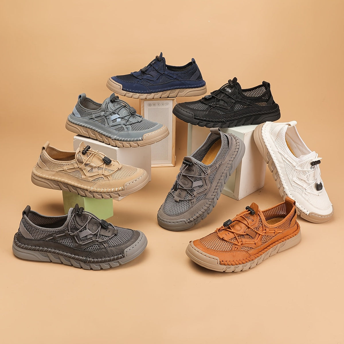 Hollis — Bungee-Lace Mesh Comfort Sneakers