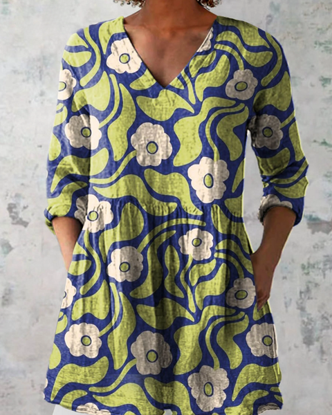 Myrtle — Lime and Blue Abstract Floral