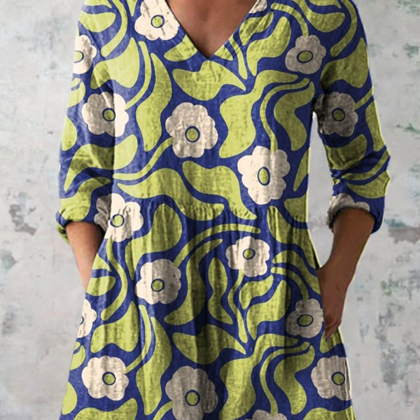 Myrtle — Lime and Blue Abstract Floral