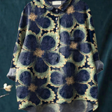 Gertrude — Navy Bloom Print Button-Up Blouse