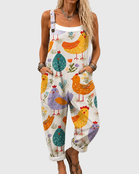 Rue — Colourful Bird Print Overalls