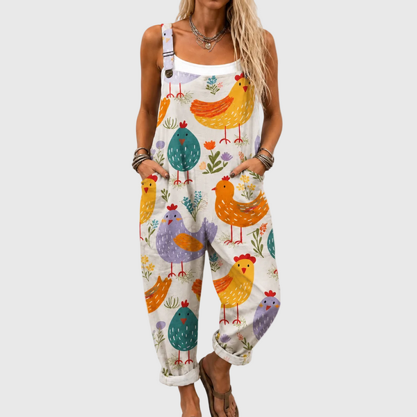 Rue — Colourful Bird Print Overalls