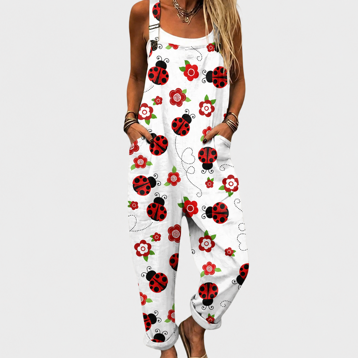 Tara — Ladybird Print Overalls