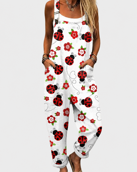 Tara — Ladybird Print Overalls
