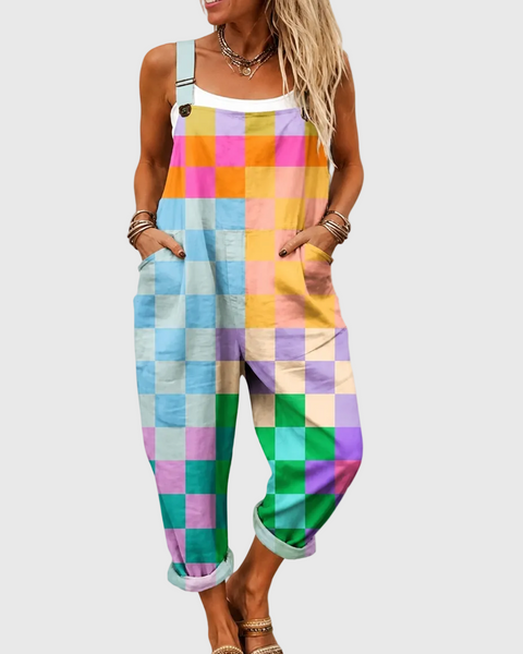 Queenie — Rainbow Patchwork Check Overalls