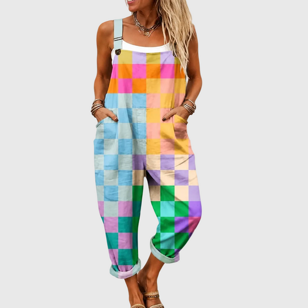 Queenie — Rainbow Patchwork Check Overalls