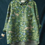 Elisheva — Botanical Fish Print Button-Up Blouse
