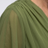 Berthilde — Draped V-Neck Midi Dress with Tie Waist and Flutter Sleeves