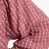 Ferelith — Raspberry Geometric-Print Tiered Maxi Dress with Balloon Sleeves