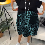 Sigrid — Colour-Block Leopard-Print Midi Dress with Pockets