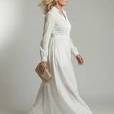 Alarice — Button-Front Pleated Shirt Maxi Dress